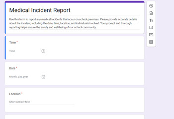 Preview of Medical Incident Report for Schools