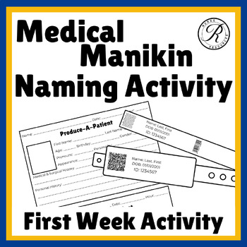 Preview of Medical Manikin Naming & Patient ID Band |CTE Back to School Activity