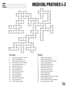 medical crossword puzzle