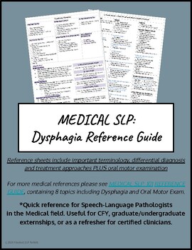 Preview of Medical SLP CF- Dysphagia Reference Guide