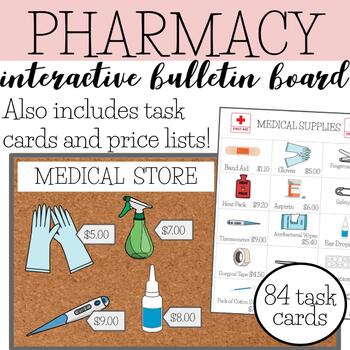 Preview of Pharmacy Interactive Bulletin Board + Task Cards