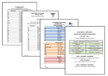 Preview of Medical Terminology (Basic): Pre-med Parts 1, 2, 3 and 4 BUNDLE & SAVE