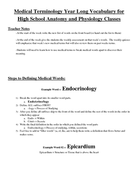 Preview of Medical Terminology Course Long Curriculum