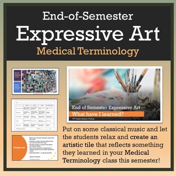 Preview of Medical Terminology: End of Semester Easy Art Project (Wall Tiles)