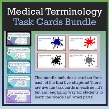 Preview of Medical Terminology: Fun Task Cards BUNDLE [Eight Chapters]