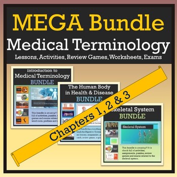 Preview of Medical Terminology: Intro to Med Term, Human Body, Skeletal System MEGA BUNDLE