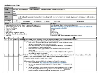 Preview of Medical Terminology: Is Barbie Human? - EMT Lesson Plan