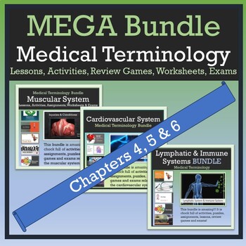 Preview of Medical Terminology: Muscular, Cardiovascular & Lymphatic Systems MEGA BUNDLE
