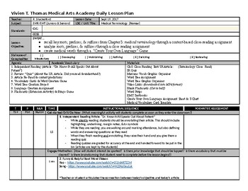 Preview of Medical Terminology: Prefixes, Suffixes, & Roots - EMT Lesson Plan