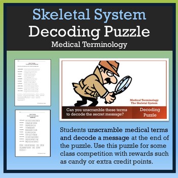 Preview of Medical Terminology: The Skeletal System Fun Decoding Puzzle
