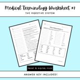 Medical Terminology Worksheet #7: The Digestive System