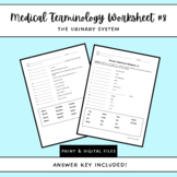 Medical Terminology Worksheet #8: The Urinary System