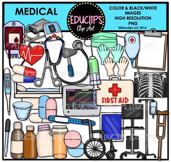 Preview of Medical Tools Clip Art Bundle {Educlips Clipart}