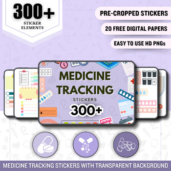 Preview of Medical Tracking Stickers 300+transparent back Ground | Pre-cropped | Healthcare