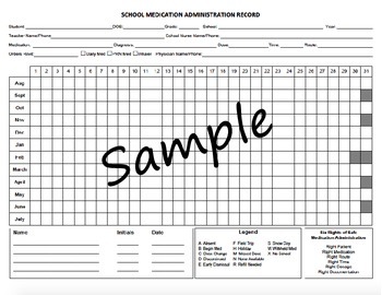 Preview of Medication Administration Record MAR - School Nurse