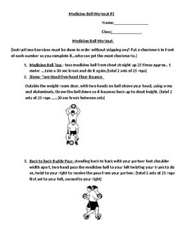 Preview of "Medicine Ball"  Workout! Easy to follow routine to challenge your kids!