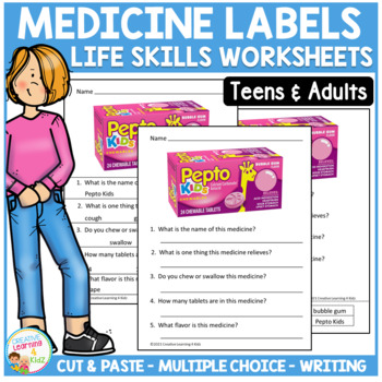 Preview of Life Skills: Reading Medicine Labels Worksheets - Special Education