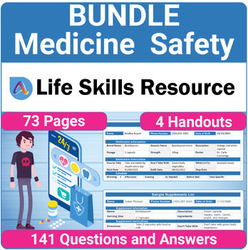 Preview of Medicine Safety Life Skills Activity and Form Bundle for Teens and Adults