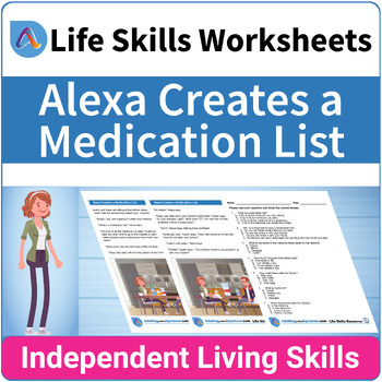 Preview of Autism Reading Comprehension Safety Worksheet - Alexa Creates a Medication List