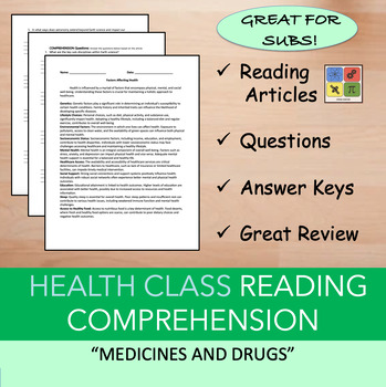 Preview of Medicines and Drugs - Health - Reading Comprehension Bundle