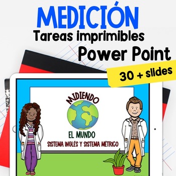 Preview of Medición - Sistema Inglés - Sistema Métrico - Spanish Worksheets - Power Point