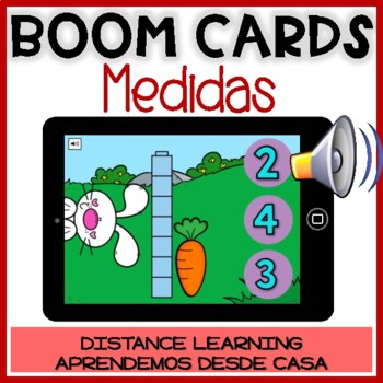Preview of Medidas | Boom Cards Easter MEDICIONES | Digital Measure Length in Spanish