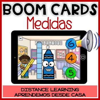 Preview of Medidas | Boom Cards MEDICIONES | Digital Measure Length in Spanish