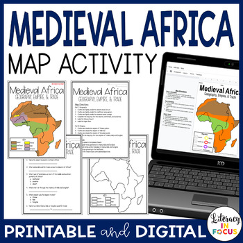 Preview of Medieval Africa | Ghana, Mali, and Songhai | Map Activity | Printable & Digital