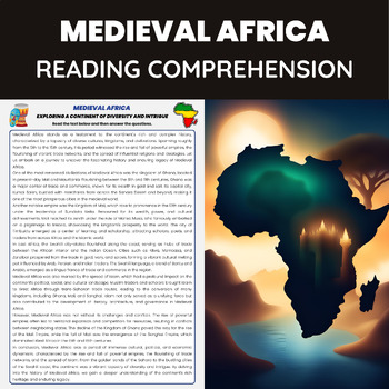 Preview of Medieval Africa Reading Comprehension | Ghana, Mali, and Songhai Worksheet