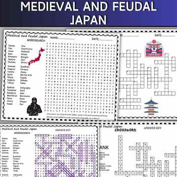Preview of Medieval And Feudal Japan Fun Puzzles ,Word Search And Crosswords