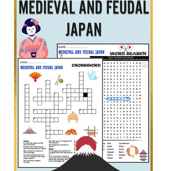 Preview of Medieval And Feudal Japan Fun Worksheets - Word Search And Crossword