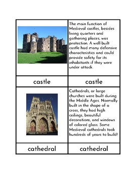 Preview of Medieval Architecture - Three/Four Part Cards