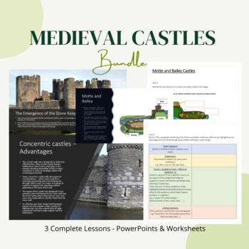Preview of Medieval Castles 3 Lesson Bundle (No Prep - PowerPoints & Worksheets)