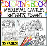 Medieval Castles, Knights, Towns, Monks  --Coloring Pages 