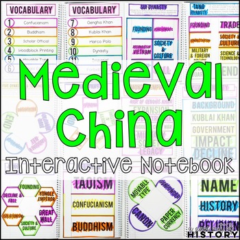 Preview of Medieval China Interactive Notebook Graphic Organizers Middle Ages