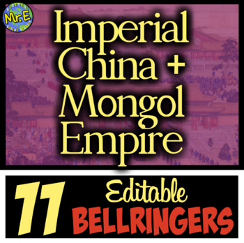 Preview of Medieval China Mongol Empire Unit Bellringers Warmups for World History 