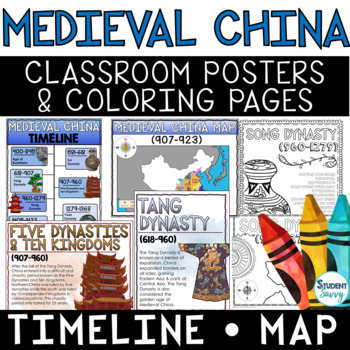 Preview of Medieval China Posters - Timelines Maps China Coloring Pages - Bulletin Board