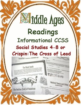 Preview of Medieval Close Reading Passages, Questions, Vocabulary for Crispin or Any Unit