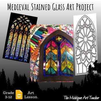 Preview of Medieval Era Stained Glass Art Project - Symmetry Activity