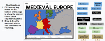 Preview of Medieval Europe Drag and Drop Map