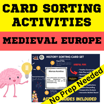 Preview of Medieval Europe History Card Sorting Activity - PDF and Digital