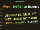 Medieval Europe - Middle Ages - Dark Ages - WORD SORT