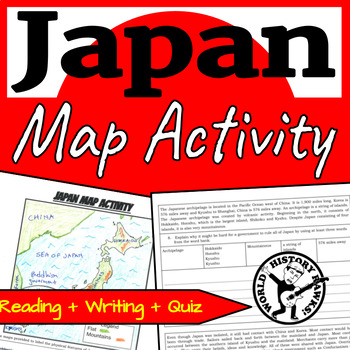 Preview of Medieval Feudal Japan Map & Reading Activity Geography