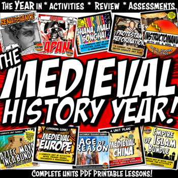 Preview of Medieval History Year in Curriculum Lesson Bundle Printable & Digital Grades 5-8