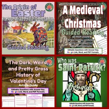Preview of Medieval Histories of the Holidays BUNDLE! Easter, Christmas, St. Patrick's Day