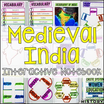 Preview of Medieval India Interactive Notebook Graphic Organizers Middle Ages