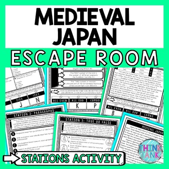 Preview of Medieval Japan Escape Room Stations - Reading Comprehension Activity