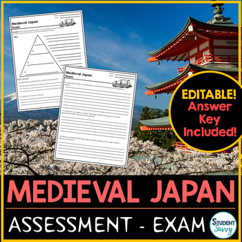 Preview of Medieval Japan Test - Exam Feudal Japan Assessment Review Worksheet