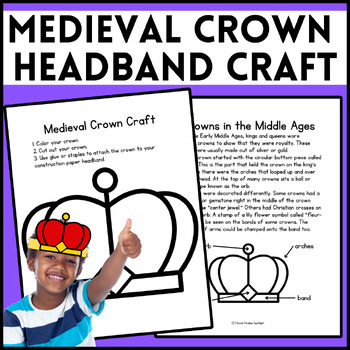 Preview of Medieval King & Queen Crown Craft| Middle Ages| Headband| Fun Activity for Kids