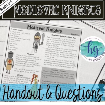 Preview of Middle Ages Knights Reading Passage and Questions (Print and Digital)